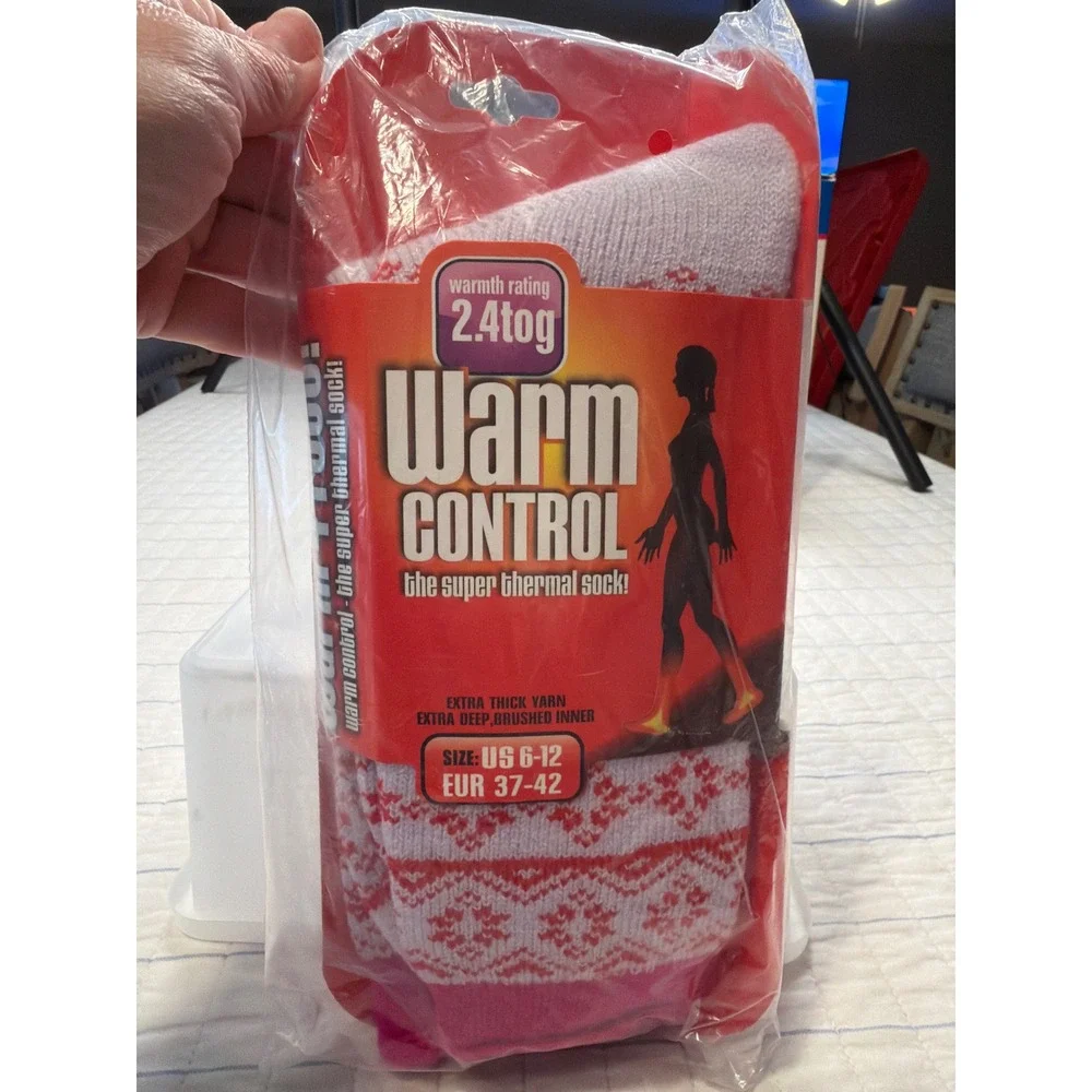 Warm Control Thermal Socks Women 6-12 Pink Snowflake 2.4 Tog Super Warm Thick